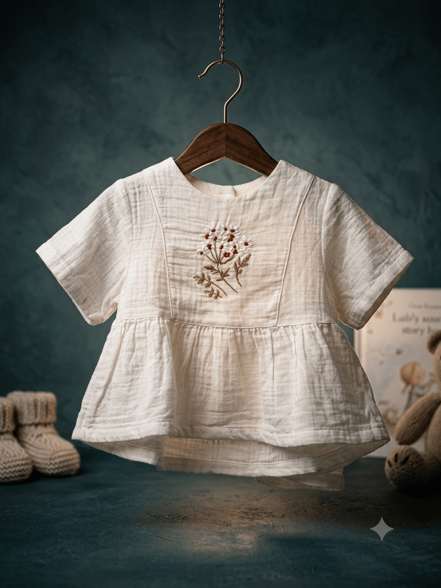 Haut chemise écru brodé